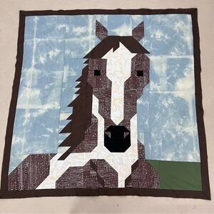 Handmade Original horse Baby Quilt Top 47x47" Pieced~ BABY/BED/Wall decor